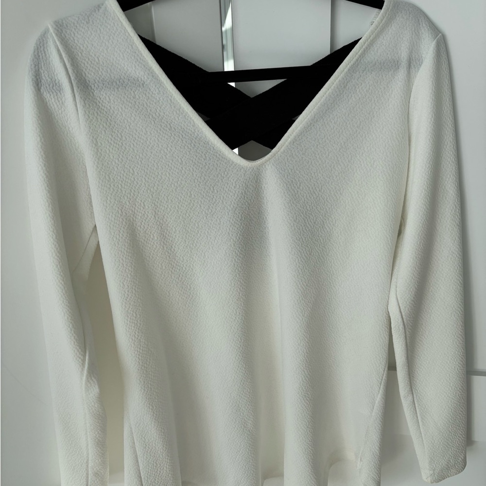 Dynamite White Blouse with Back Cutout Detail